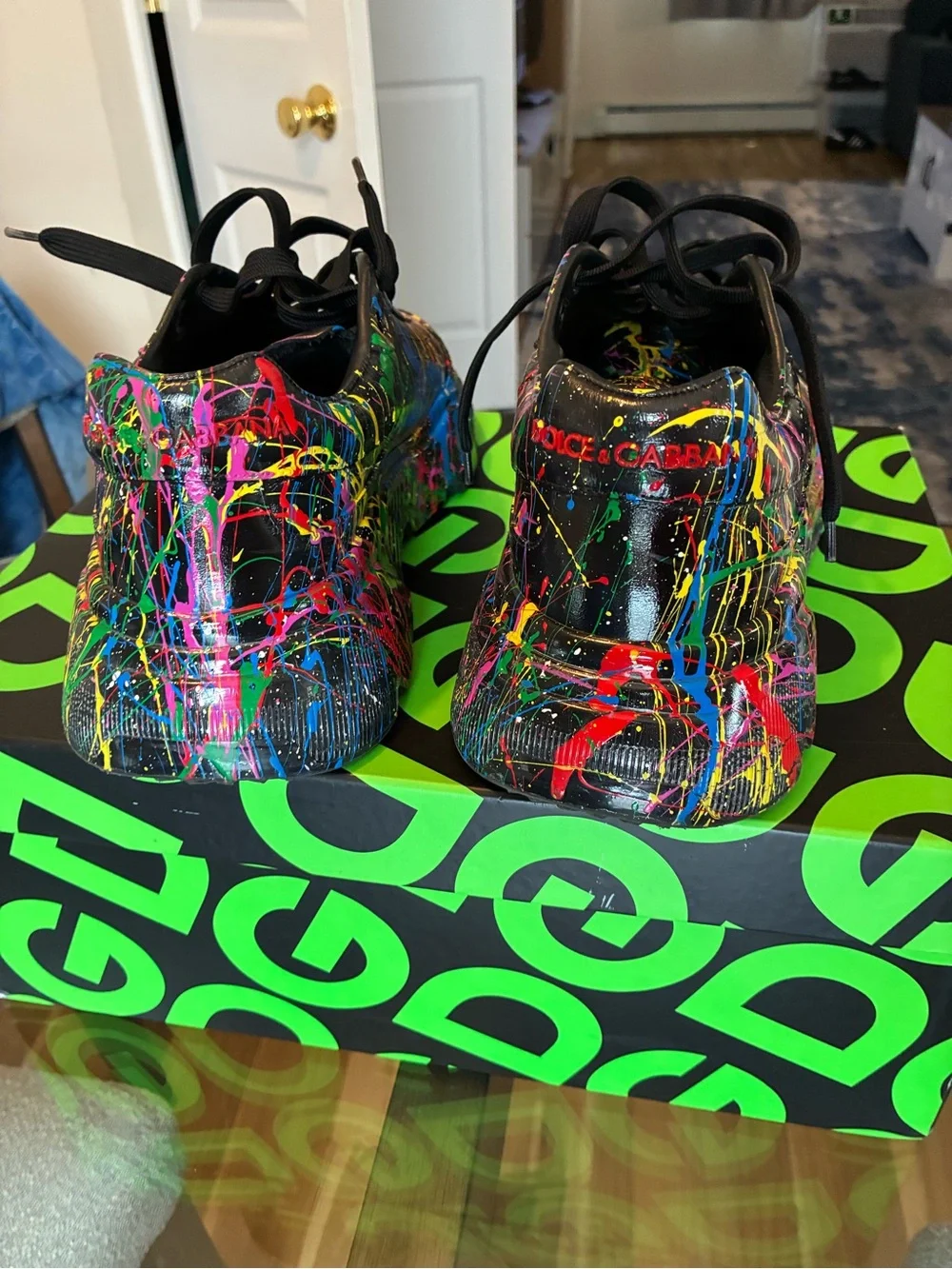 Gucci Black High-Top Sneakers with Red & Green Accents